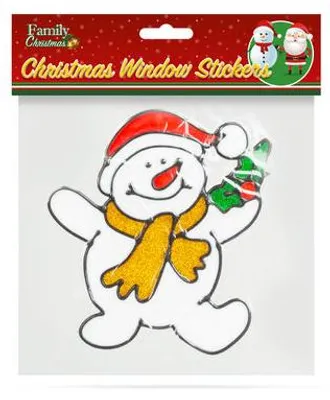 Image de Décoration de Noël pour fenêtre - bonhomme de neige - 18 x 18 cm
