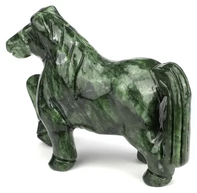 Jade-Pferd Skulptur, handgeschnitzt, Naturstein, 3,7x4,4x1,7 Zoll