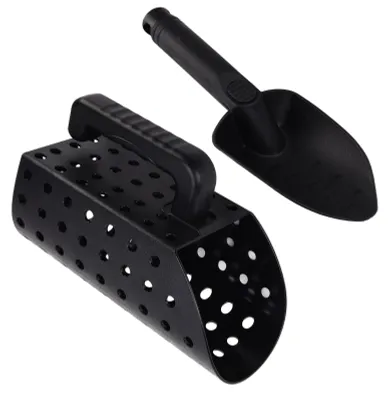Image de Dailygoody - Pelle à sable - Tamis à sable manuel - Léger et portable - Noir - Adapté aux adultes et aux enfants - Pour la plage et le jardin
