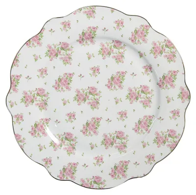 Obrázok produktu pre Clayre & Eef Jedálenský tanier Ø 27 cm Ružový porcelán Roses