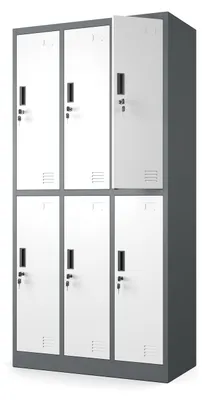 Produktbild von Muralo Metallschrank Mehrzweckschrank Kleiderschrank Sozialraumschrank Schrank für Fitnessstudios Stahl Weiß Anthrazit 6 Fächer
