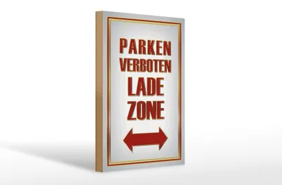Produktbild von Holzschild  Parken verboten Ladezone, 30 x 20 cm, Holzschilder Achtung Fahrzeuge