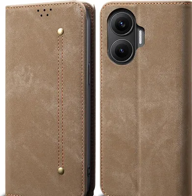 Produktbild von Hülle für Xiaomi Poco F7 Leder Brieftasche Flip Bookstyle Schutzhülle mit Standfunktion Khaki