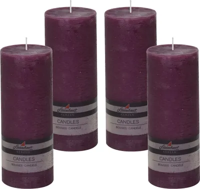 Produktbild von 4er Set Adventskranzkerzen "Raureif" Brombeer 200/78 mm