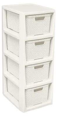 Produktbild von BranQ - Home essential Regal in Rattan Design, Kunststoff PP, Creme, 29,5 x 24 x