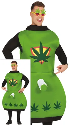 Produktbild von Junggesellenabschied Spaßiges Cannabis Outfit Kostüm Party Zubehör, Größe: 52 - 54 (L) Farbe: Grün