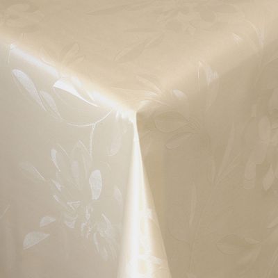 Moderno® Wachstuch Tischdecke Eckig 200x140cm Gartentischdecke abwaschbar Relief Blumen Motiv Creme