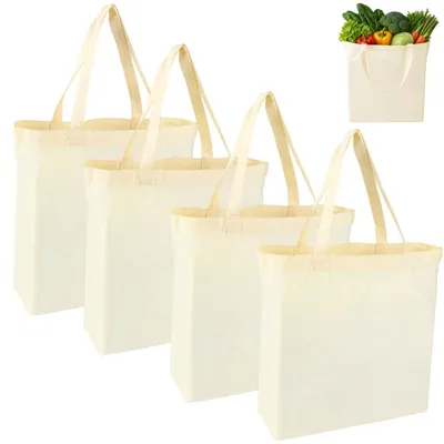 4 Baumwolltaschen, Einkaufstasche 45 x 35 x 10 cm