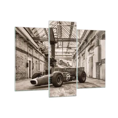 Produktbild von Bilder auf glas - 3 Teile - Formel 1 Rennen Retro - 130x100cm - Glasbilder - Wandbilder - Bilder - zum Aufhängen bereit - Wanddekoration aus Glas - Glas Bilder - Wandbild auf Glas - GCB130x100-4918