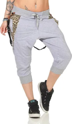 Produktbild von Damen Aladin Jogginhose 3/4 Capri Sport-Hose Baumwolle ; Grau-Leo M/38