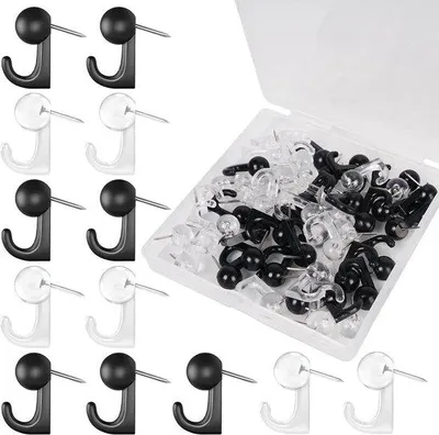 Produktbild von Dekorative Haken für Zierdekorationen - 50 Stück - Schwarz - Metall - Rundköpfig