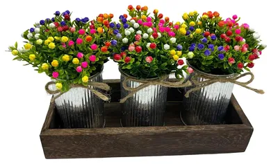 Immagine prodotto di Mittelstück, set di fiori artificiali, vasi decorativi, gipsofila artificiale