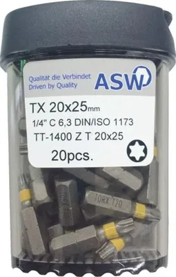 Produktbild von Tik-Tak Dose à 20 Stück 1/4" C 6,3 Bits - TX 30x25, Länge: 25mm
