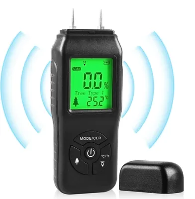 Produktbild von Feuchtigkeitsmessgerät Holzfeuchtemessgerät - LCD-Display mit Hintergrundbeleuchtung - 4 Messmodi - Einschlagsonde