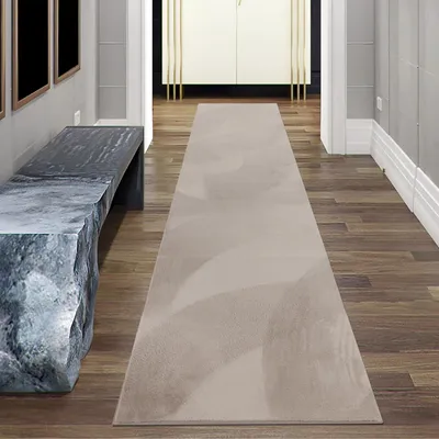 Produktbild von Teppich beige samtig weich Hasenfell-Optik mit sanftem Glanz Größe - 80 x 300 cm