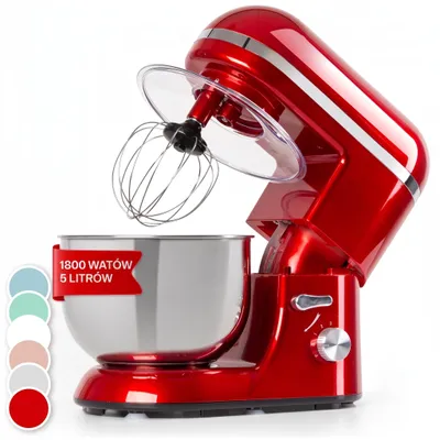 Zdjęcie produktu dla Klarstein Robot kuchenny, Maszyna do wyrabiania ciasta z misą 5L, 1800W profesjonalny robot z hakiem i trzepaczką, Uniwersalny robot z 6 biegami, Maszyna do mieszania, ugniatania i ubijania