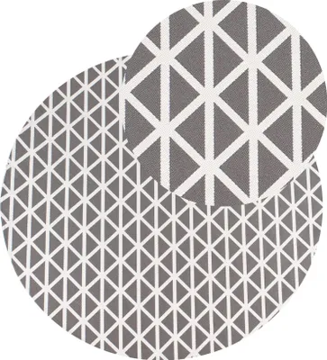 Produktbild von BELIANI Outdoorteppich Grau und Weiß 160 cm Rund Geometrisches Muster Modern Indoor Outdoor Terrasse Balkon Garten