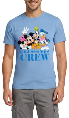 Produktbild von Mickey & Minnie Pluto Goofy Daisy Donald Crew Männer T-Shirt, L, Carolina Blue
