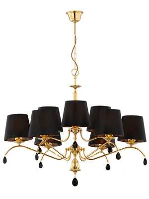 Produktbild von JUPITER Kronleuchter EGIDA 1797 Klassischer Stil 9-flammig E27 Gold Schwarz Hängeleuchte für Wohnzimmer Schlafzimmer