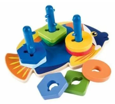 Produktbild von Playtive Holz-Sortierspiel Fischer Motorikspielzeug Farben Formen