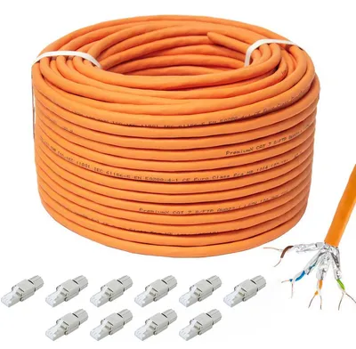 Produktbild von PremiumX 100m CAT 7 Netzwerkkabel Simplex LAN Kabel 10x RJ45 Stecker