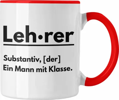 Produktbild von Trendation - Lehrer Ein Mann Mit Klasse Geschenk Tasse Geschenkidee Klassenlehrer Abschied Abschiedsgeschenk Lustig (Rot)