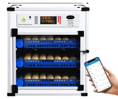 Imagen del producto de Incubadora de huevos, gran capacidad, doble fuente de alimentación, para 204 huevos, compatible con corriente alterna 220V y corriente continua 12V