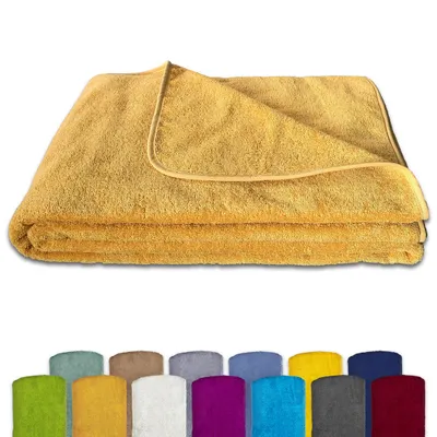 Produktbild von KiGATEX Frottee-Decke 150x200 cm – 100 % Baumwolle, Sommerdecke & Tagesdecke – , waschbar, weich & atmungsaktiv – Farbe: Curry