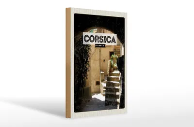 Produktbild von Holzschild Reise 20x30cm Corsica France Architektur