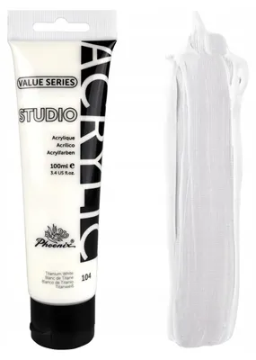 A tube of white acrylic paint and a white fabric swatch.