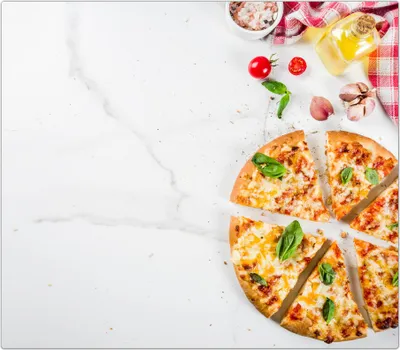 Produktbild von Spritzschutz Herdabdeckplatte Schneidebrett aus Glas Käsepizza 1-Teilig (60x52cm)