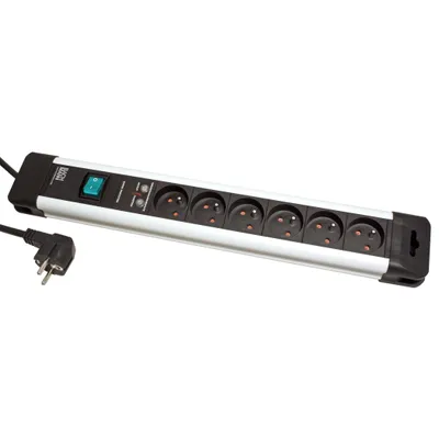 Obrázek produktu pro BACHMANN Vícenásobná zásuvka 230V/16A, 6x zásuvka CZ, přepěťová ochrana, vypínač, 2m (330.104F) (19.07.1010)