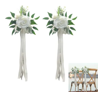 Image de Roses artificielles pour décoration de mariage, lot de 2 avec ruban