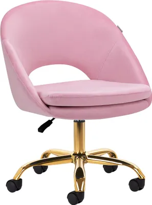 Imagen del producto de Silla giratoria Rico Qs-Mf18G, tapizada en terciopelo rosa