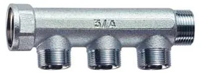 Obrázok produktu pre Lineárny rozdeľovač 1" MF, chrómovaný, rozstup 36 mm, 3-cestný