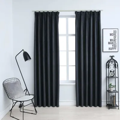 Image de The Living Store Rideaux occultants avec crochets 2 pcs. Anthracite 140x245 cm