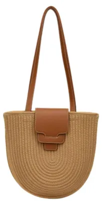 Produktbild von Damen-Hobo-Tasche aus Baumwolle, gewebte Schultertasche, große Tragetasche, Sommer-Reise- und Strandhandtasche, handgefertigte Geldbörse