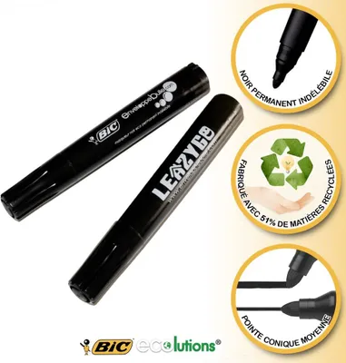 Image de Lot de 10 Feutres marqueurs permanents BIC noir LEAZYGO