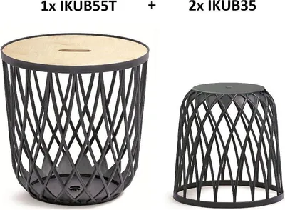 Produktbild von NABBI Universalkorb aus Kunststoff (3 Stck) IKUBS3 35/55 l - Anthrazit