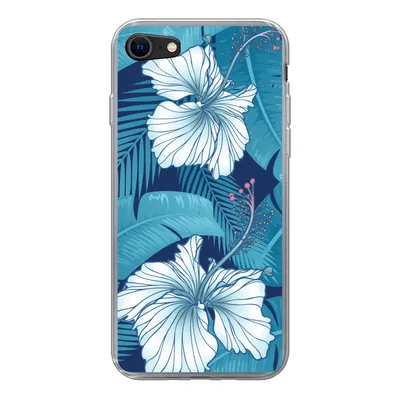 Produktbild von MuchoWow® Handyhülle Schutzhülle Hülle für iPhone 8 Tropisch - Blumen - Blau Silikon Softcase Handy Hülle - Schutzhaube