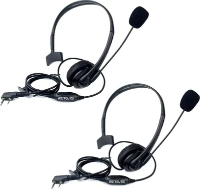 Produktbild von Retevis Funkgeräte Headset 2 Pin Walkie Talkie Kopfhörer mit Mikrofon PTT Einstellbar Ohrhörer Kompatibel mit Walkie Talkie RT24 RT21 RT22 RT27