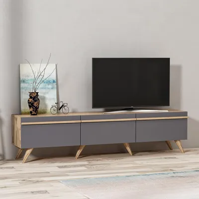 Immagine prodotto di Cortaccia - Mobile Porta tv, 180x35x42h cm Nero Antracite, 3 Ante