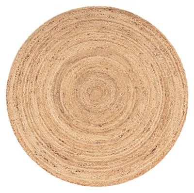 Produktbild von TT Home Wohnzimmer Teppich Jute Rund Modern Boho Ethno Handgefertigter Natur-Teppich Uni Größe 160 cm Rund
