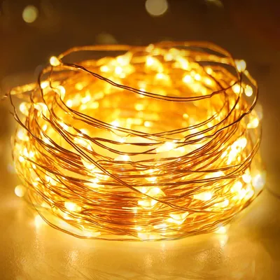 Lichterkette 3 m, 30 LEDs, warmweiß, Timer, IP65, Kupferdraht