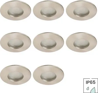 Produktbild von 8-er Set Lybardo Downlight LED - Einbauleuchte Bad IP65 - Rund - Nickel gebürstet