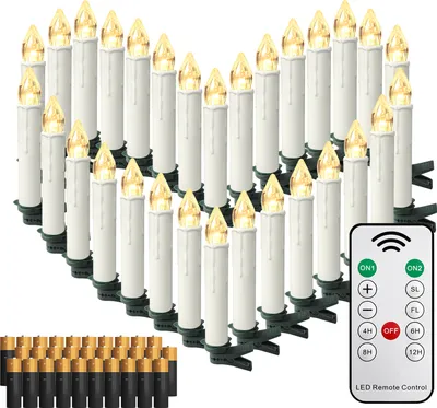 20 Stück LED Weihnachtsbaumkerzen Mit Timer & Fernbedienung | Kabellose Christbaumbeleuchtung Warmweiß