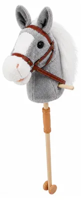 Obrázek produktu pro LEAN Toys 30981 Kůň na tyči se zvuky a kolečky, Hobby Horse, 100 cm, šedý