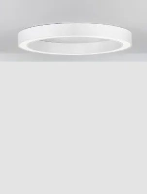 A white ring-shaped ceiling light is shown against a plain white background.