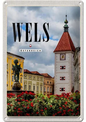 Produktbild von Blechschild Reise 20x30cm Wels Österreich Kirche Mittelalter