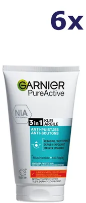 Image de 6x Garnier PureActive 3-in-1 Reiniging Scrub 150 ml